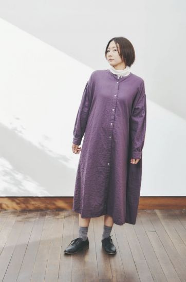 バンドカラーワンピース 黒紫 29,700円